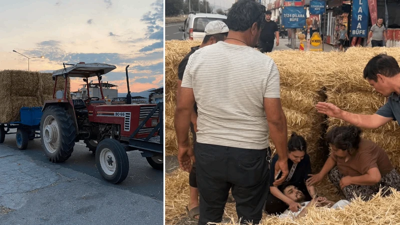 Aydın'da traktörden düşen saman balyalarının altında kalan kişi yaralandı
