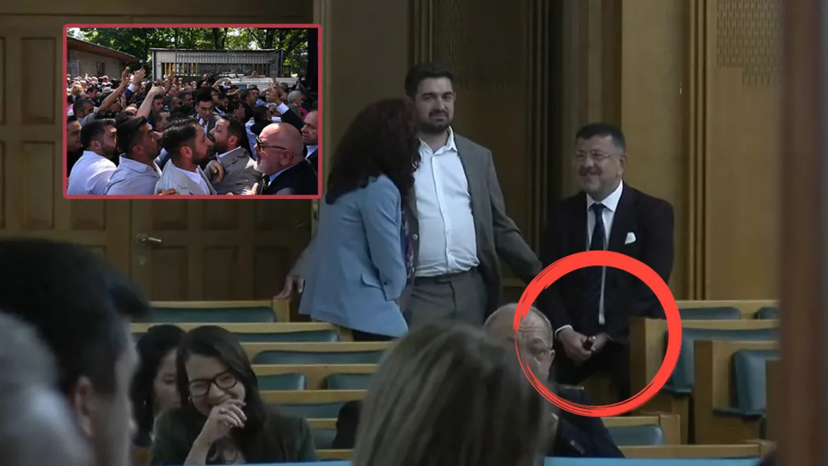 CHP'liler Meclis önünde birbirini yumruklarken Veli Ağbaba sigara keyfi yaptı