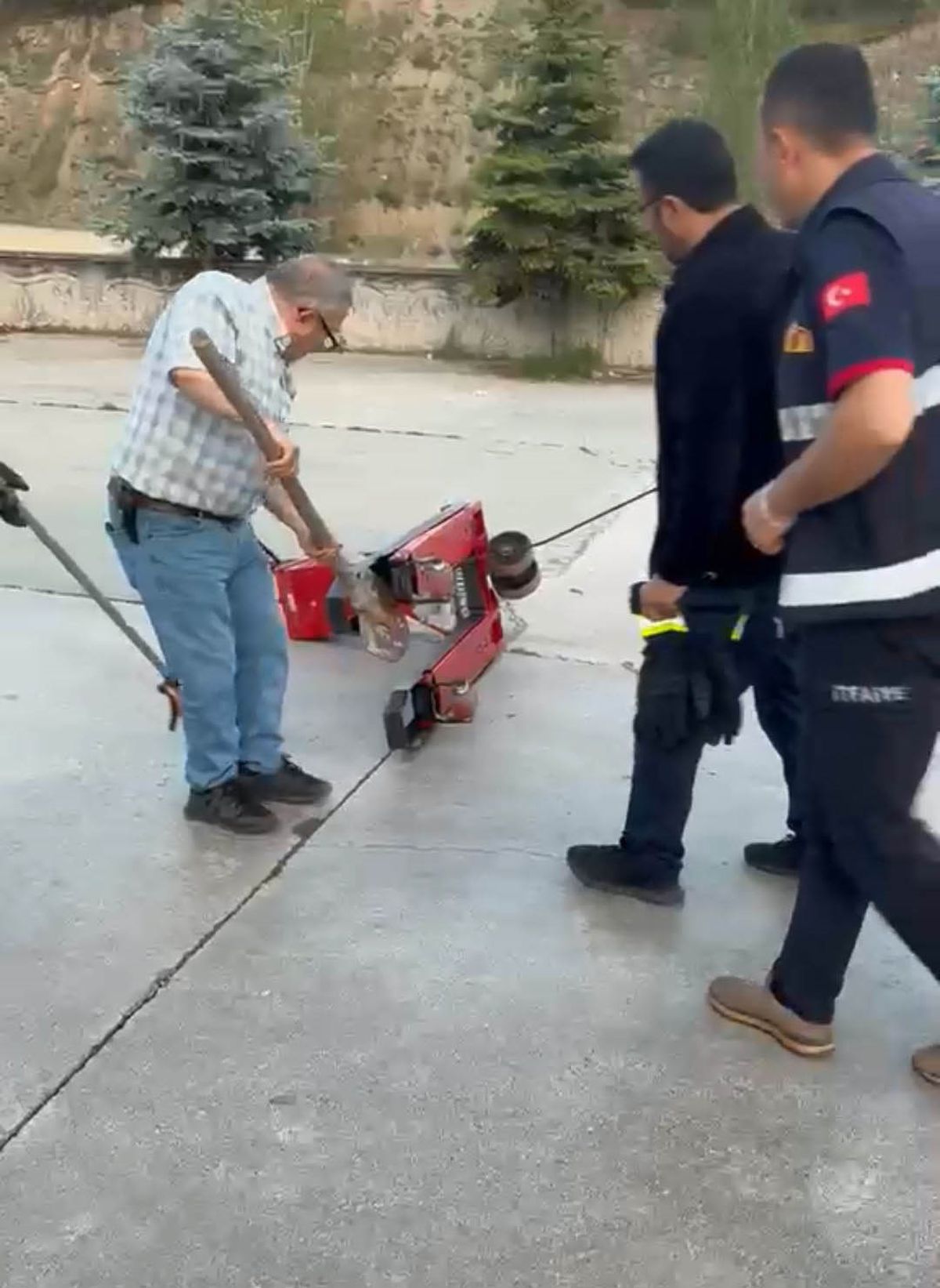 Fabrikaya giren yılan itfaiye ekipleri tarafından yakalanarak doğaya bırakıldı