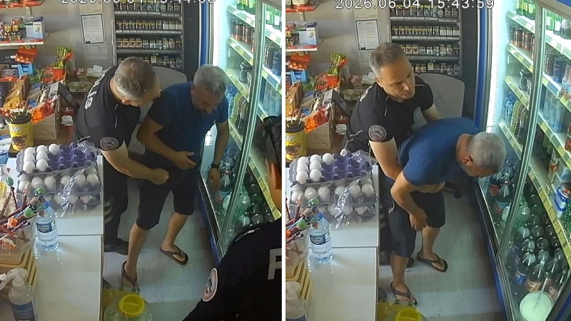 Nefes borusuna şeker kaçan bakkalı polis Heimlich manevrasıyla kurtardı