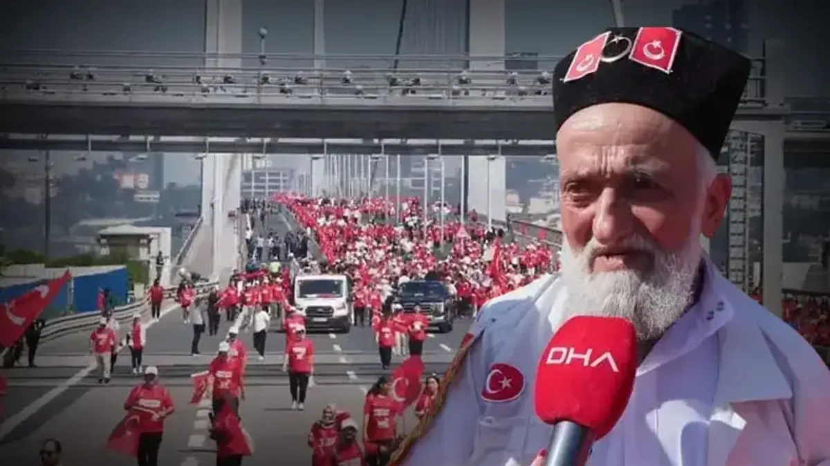 15 Temmuz yürüyüşü havadan görüntülendi: Unutmayacağız, unutturmayacağız