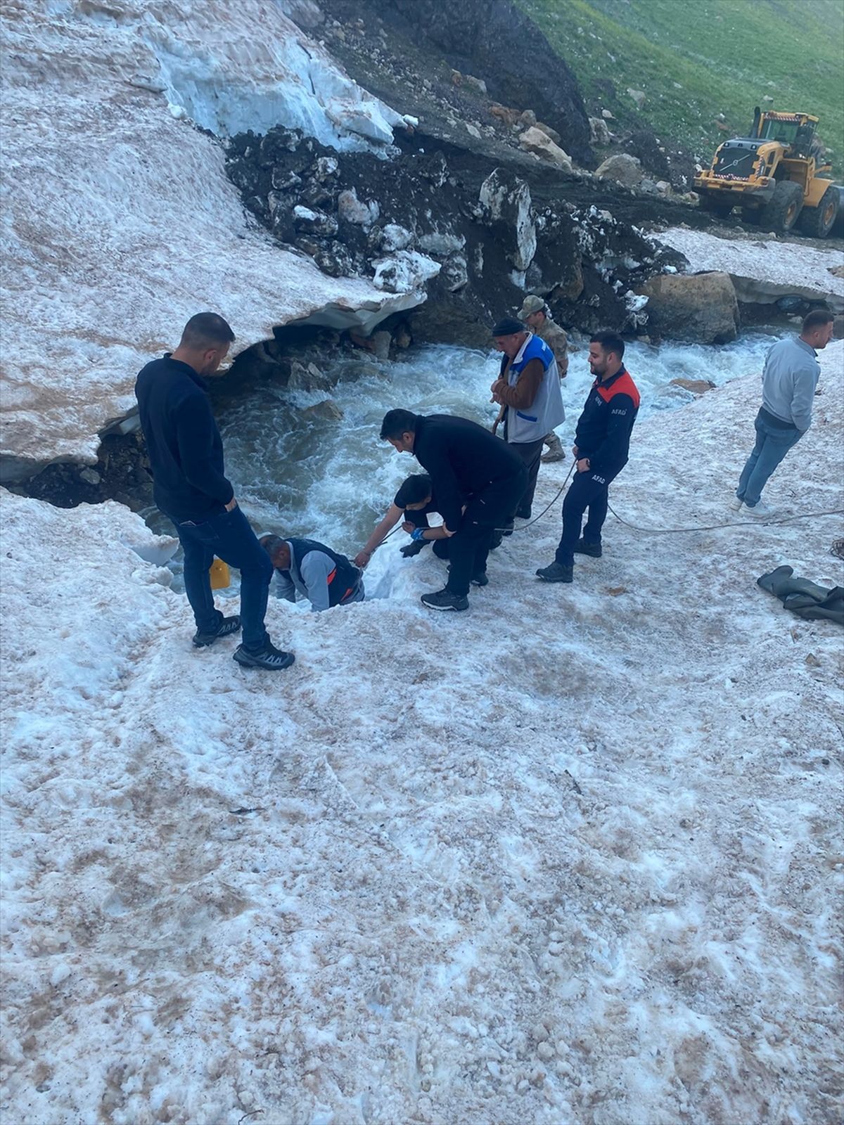 Hakkari'de kar kütlesinin altında mahsur kalan ineği ekipler kurtardı