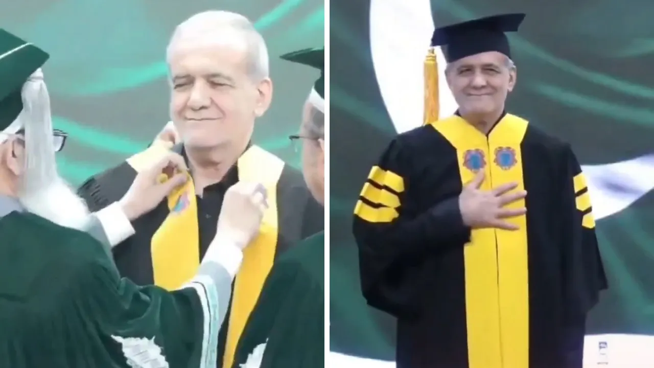 Pakistan ziyaretine damga vurdu! Pezeşkiyan'a fahri doktora unvanı verildi