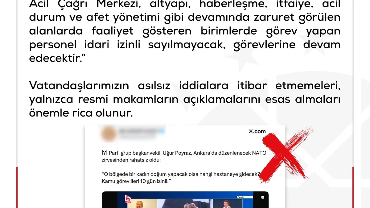 DMM'den başkentteki NATO Zirvesi'nde sağlık çalışanları idari izinli iddialarına yalanlama