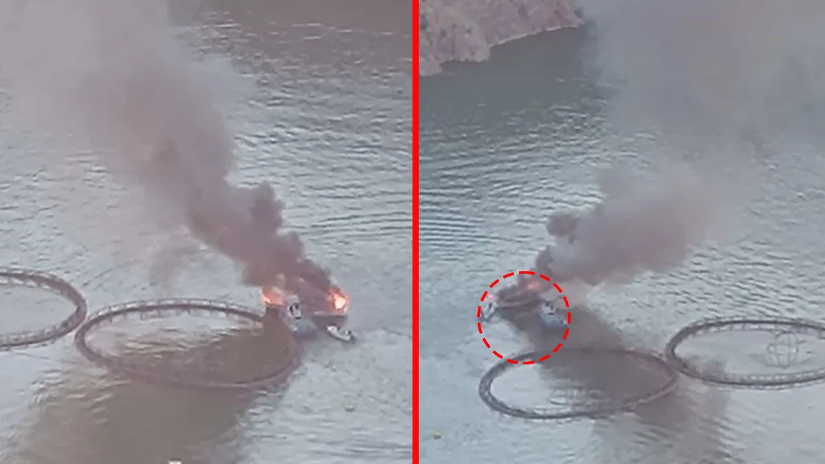 Fırat Nehri’nde korku dolu anlar! Tekne alev alev yandı