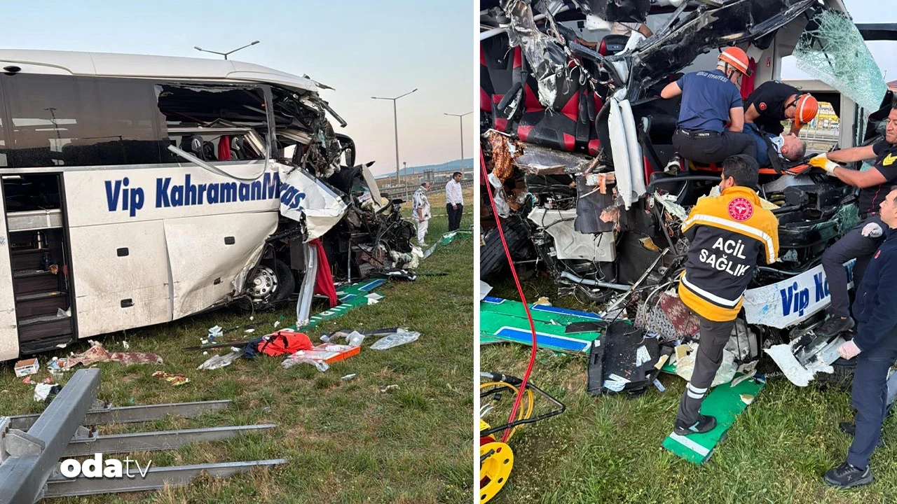 TEM'de feci kaza... Bariyere ve tabelaya çarptı: 15 yaralı