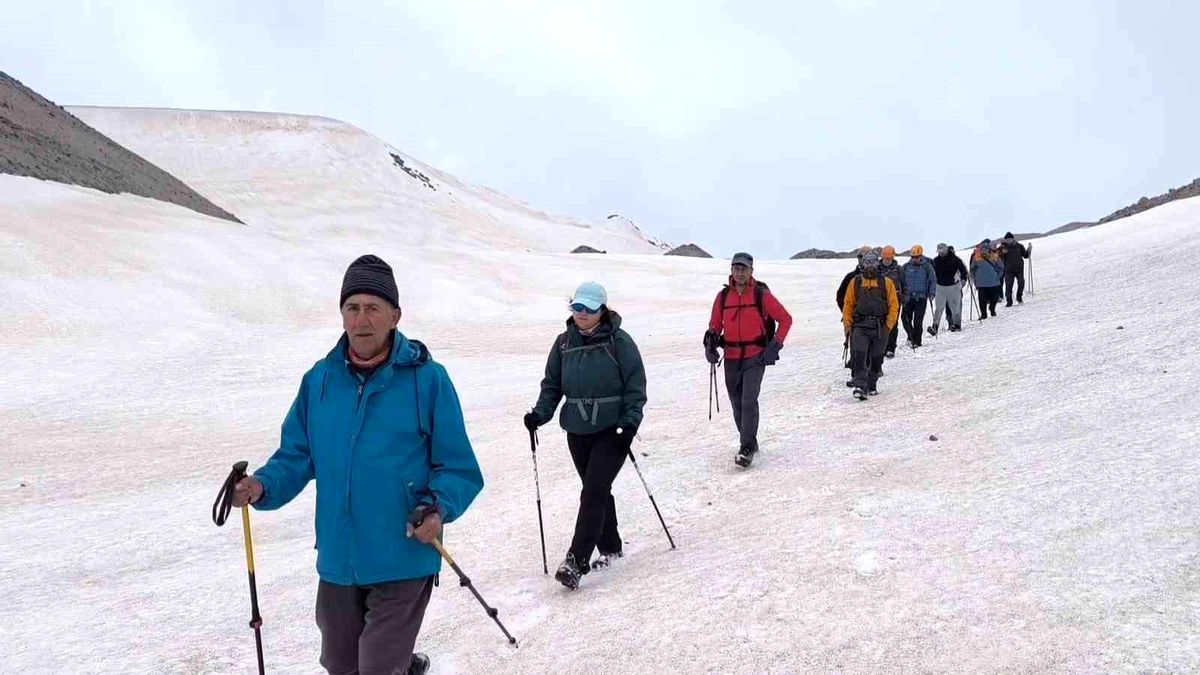 Vangölü aktivistlerinden Süphan Dağı zirvesinde 'Van Gölü' mesajı