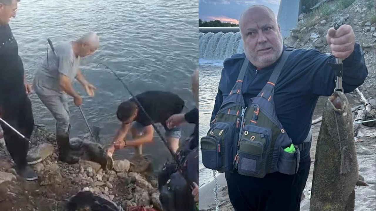 Meriç Nehri'nde oltaya takılan 30 kiloluk yayın balığı ilgi odağı oldu