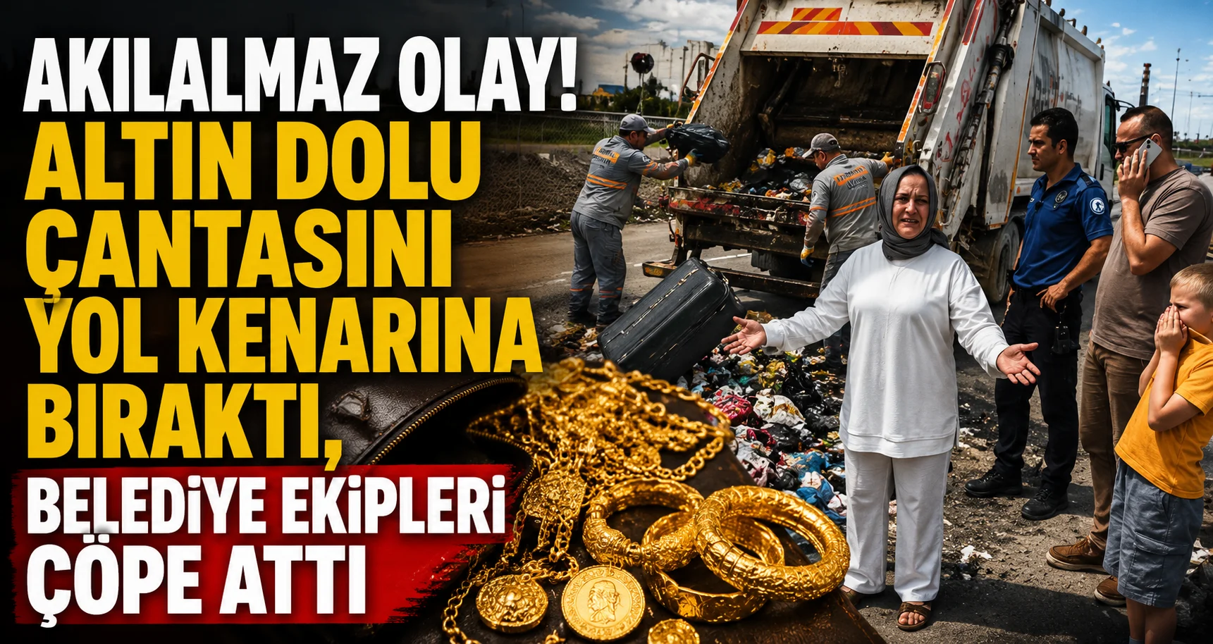 Akılalmaz olay! Altın dolu çantasını yol kenarına bıraktı, belediye ekipleri çöpe attı
