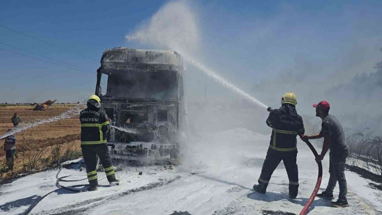 Şanlıurfa'da saman yüklü tır alevlere teslim oldu! Yangın paniğe neden oldu