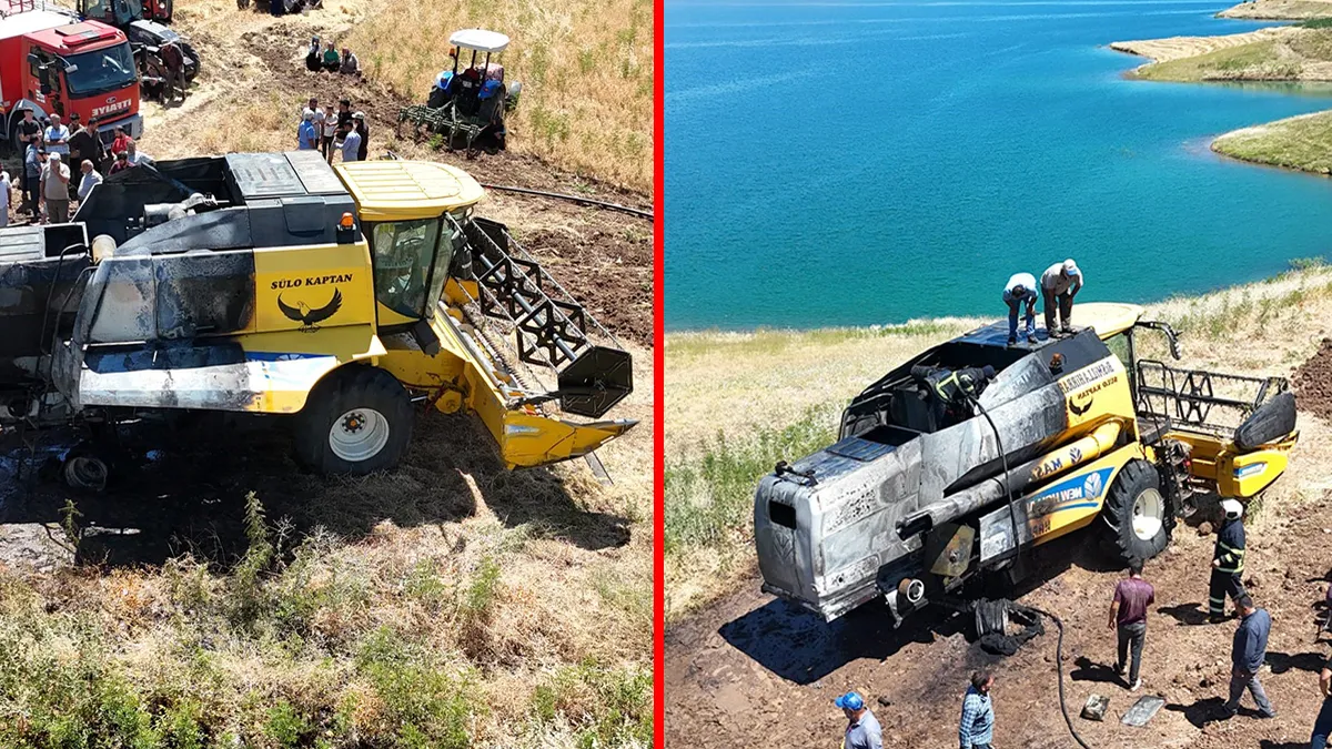 Adıyaman’da korkutan yangın! Biçerdöver alev topuna döndü