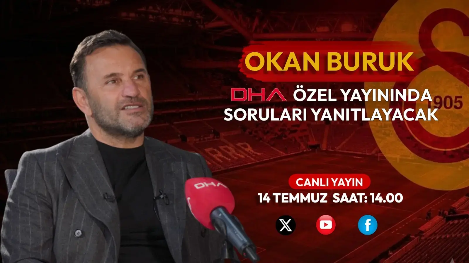 Galatasaray Teknik Direktörü Okan Buruk, yeni sezon öncesi DHA'nın konuğu olacak