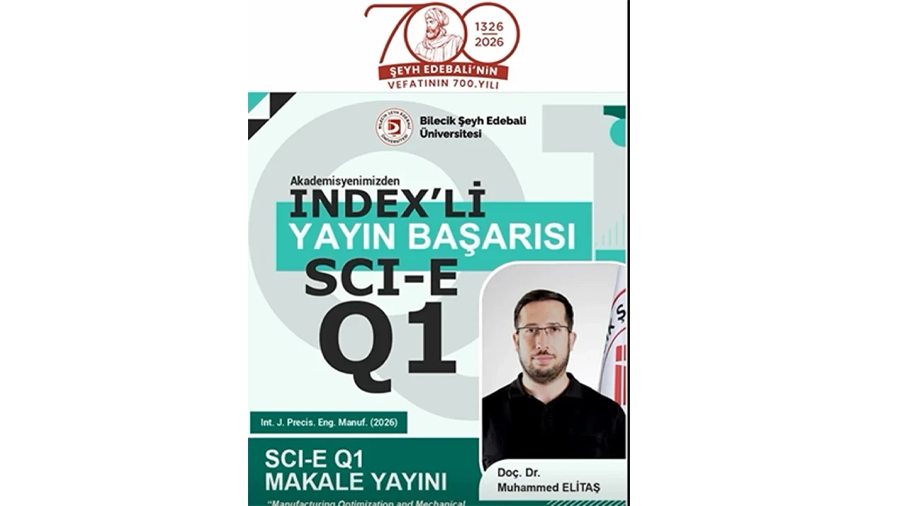 Doç. Dr. Muhammed Elitaş'tan bilim dünyasında önemli başarı
