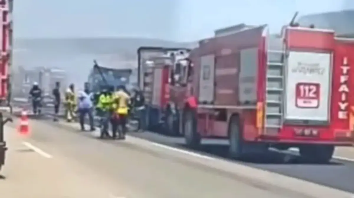Tarsus-Adana-Gaziantep otoyolunda tır alev alev yandı