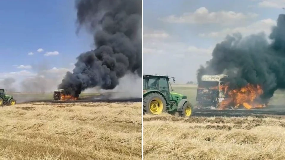 Mardin'de anız yangını rüzgarın etkisiyle TIR'ı yaktı