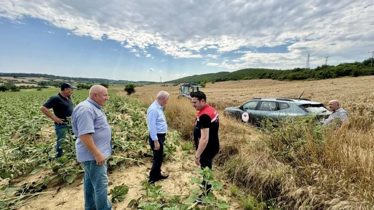 Keşan’da yağmur ve fırtınadan zarar gören ekili alanlarda inceleme