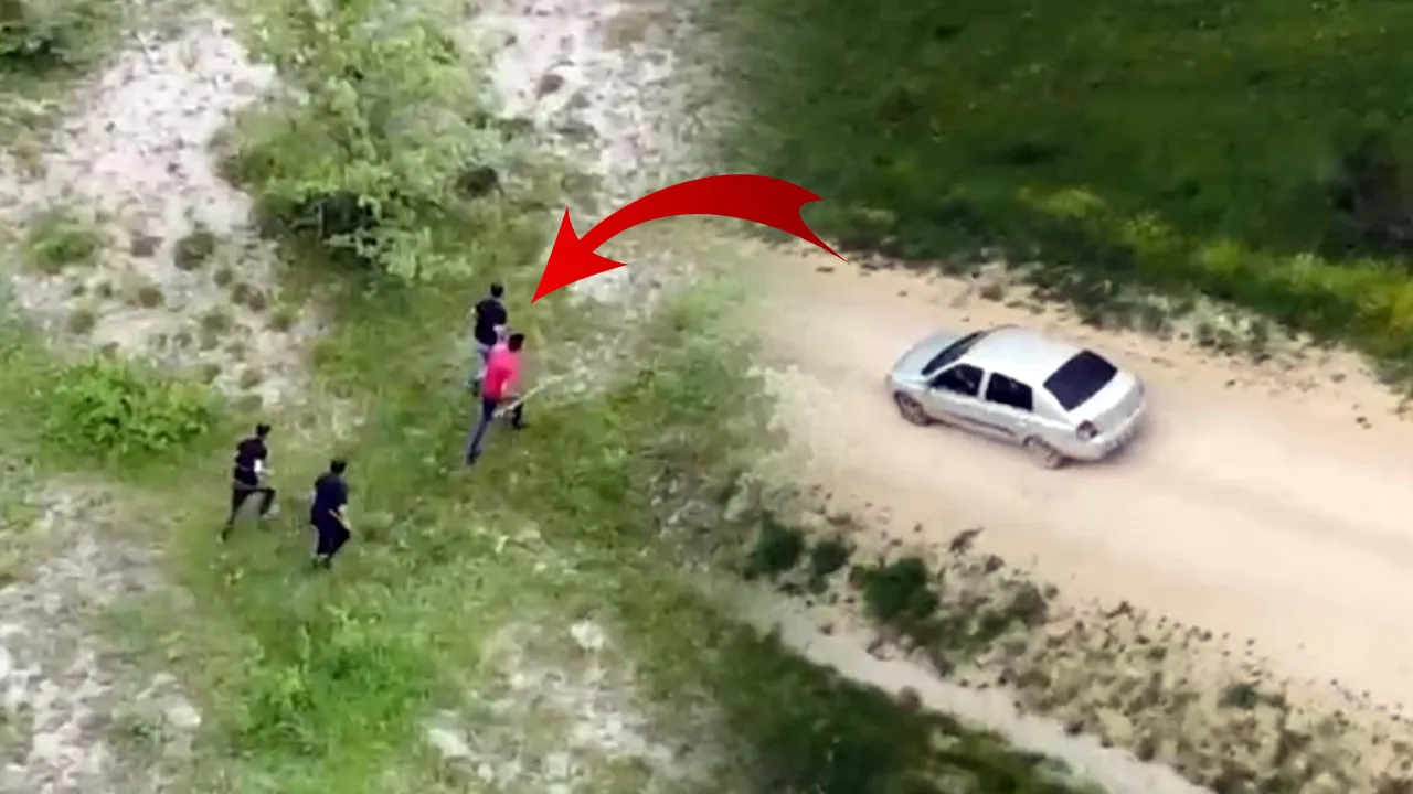 Köy muhtarından görülmemiş hareket! Dronu görünce kaçacak delik aradılar