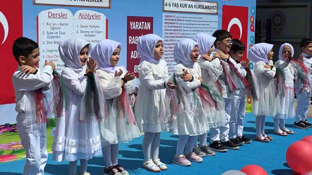 Kütahya'da 4-6 Yaş Kur'an Kursu öğrencilerinden yıl sonu coşkusu