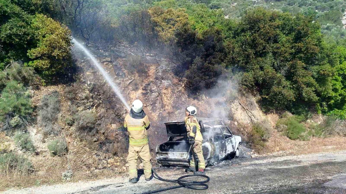 İzmir'de otomobil yangını korkuttu
