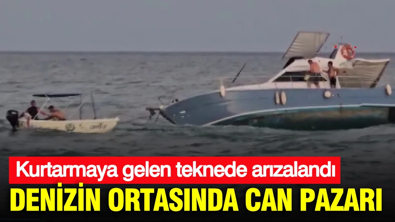 Denizin ortasında can pazarı: Karaya oturdu kurtarmaya gelende teknede arızalandı