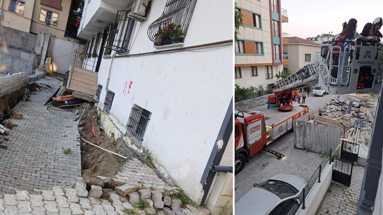 İstanbul'da binanın bahçesinde çökme: 29 kişi mahsur kaldı