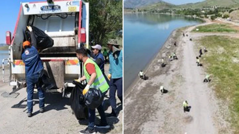 Hazar Gölü kıyılarından 12 ton atık çıkarıldı