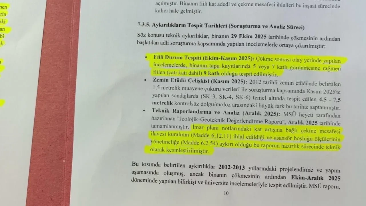 Gebze’deki çöken bina ile ilgili nihai rapor savcılığa sunuldu