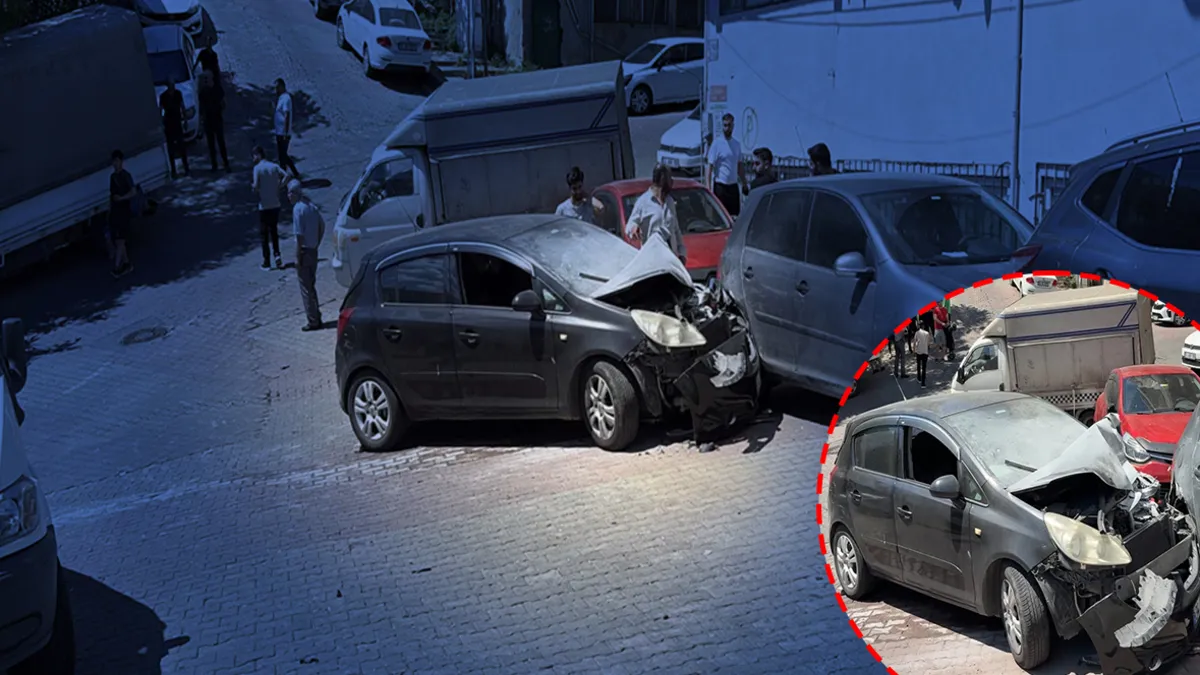 Kağıthane'de yokuştan kayan araç kaza yaptı: 3 araca çarparak durabildi!