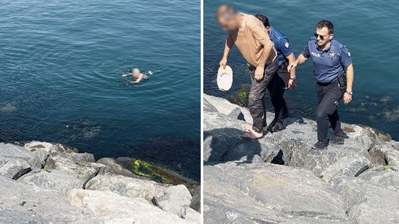 İntihara kalkıştı, ikna edildiği an denize düştü