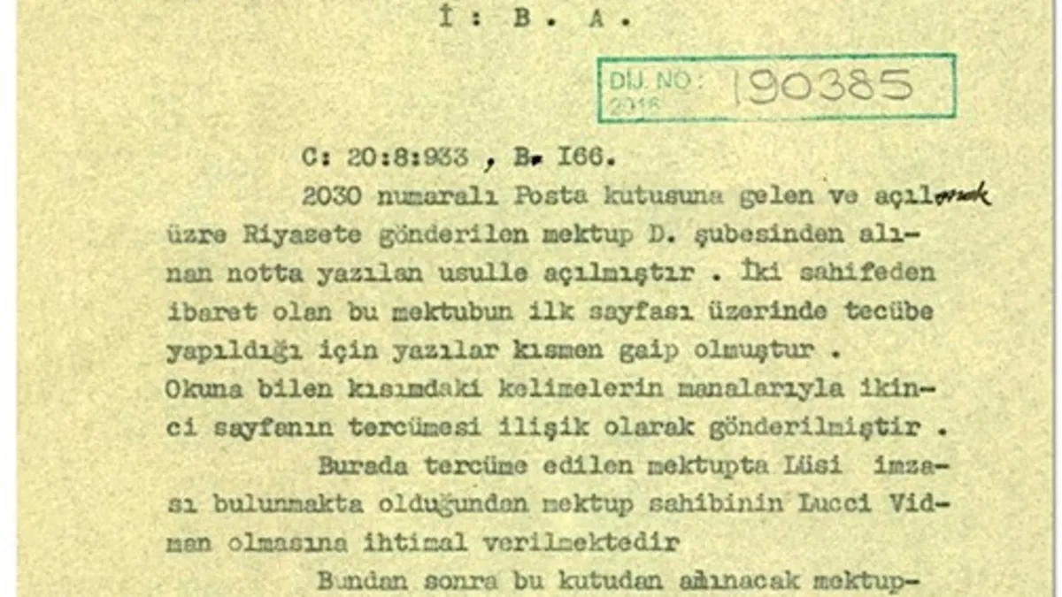 MİT arşivinden tarihi belge: Görünmez yazı deşifre yöntemi