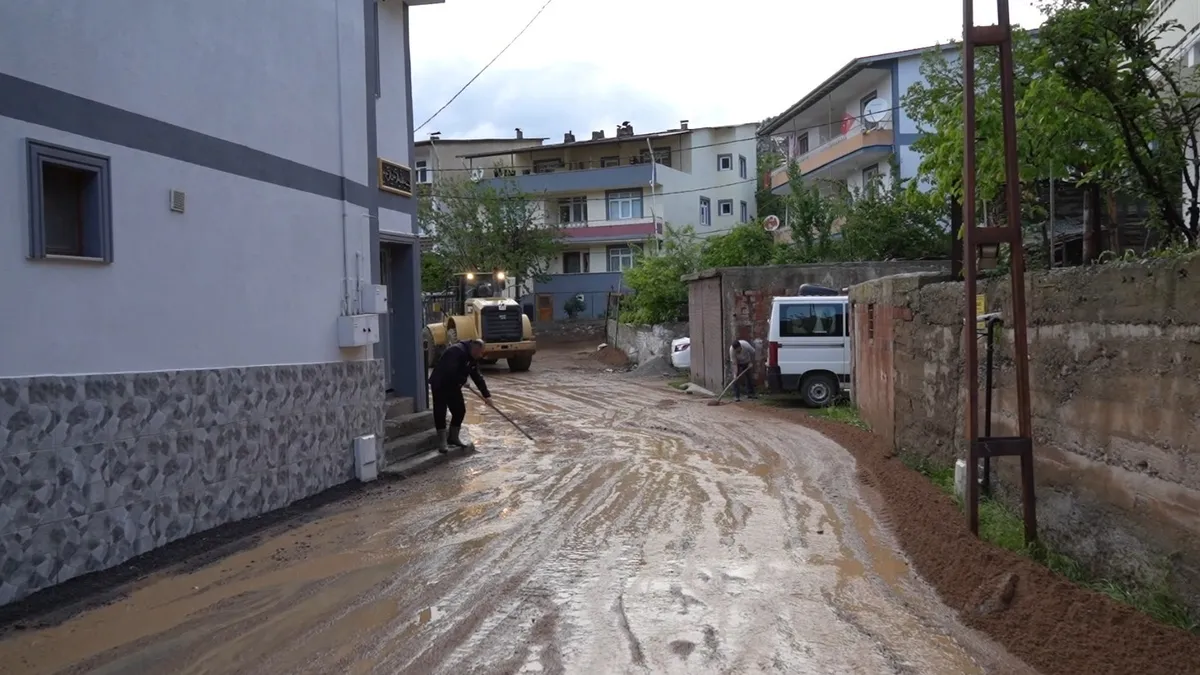 Gümüşhane'de sel felaketi: 1 ev ahır ve 4 araç zarar gördü