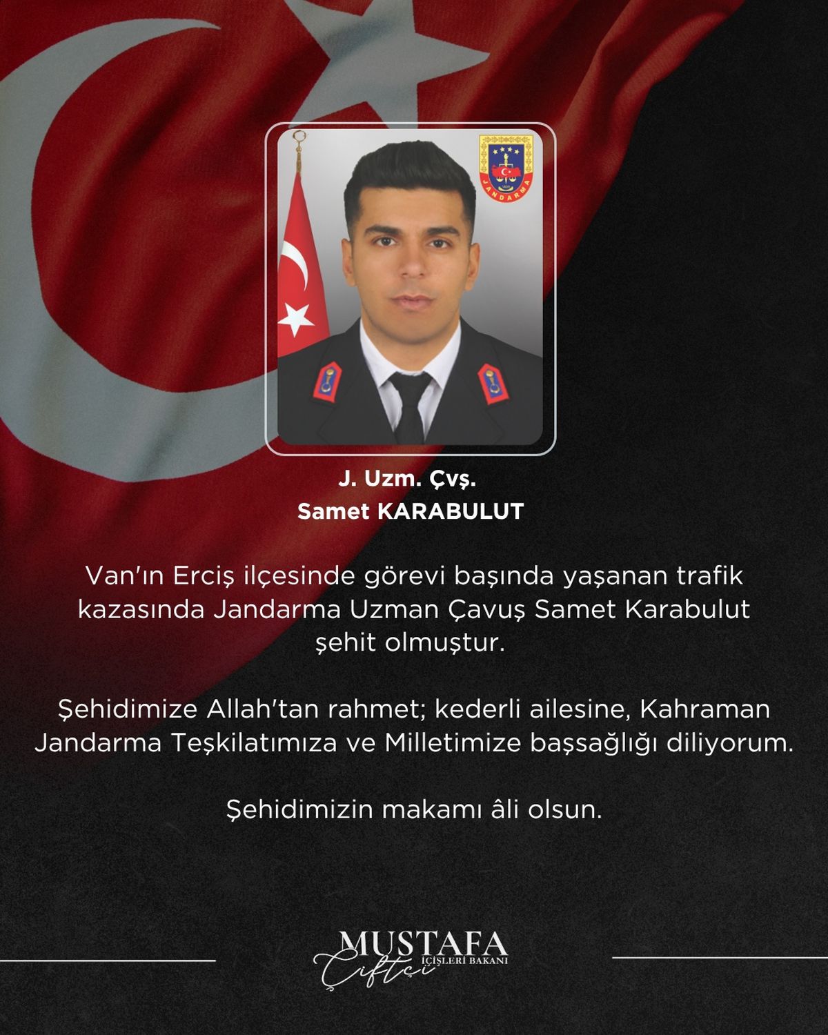 Bakan Çiftçi, Şehidin Kimliğini Açıkladı
