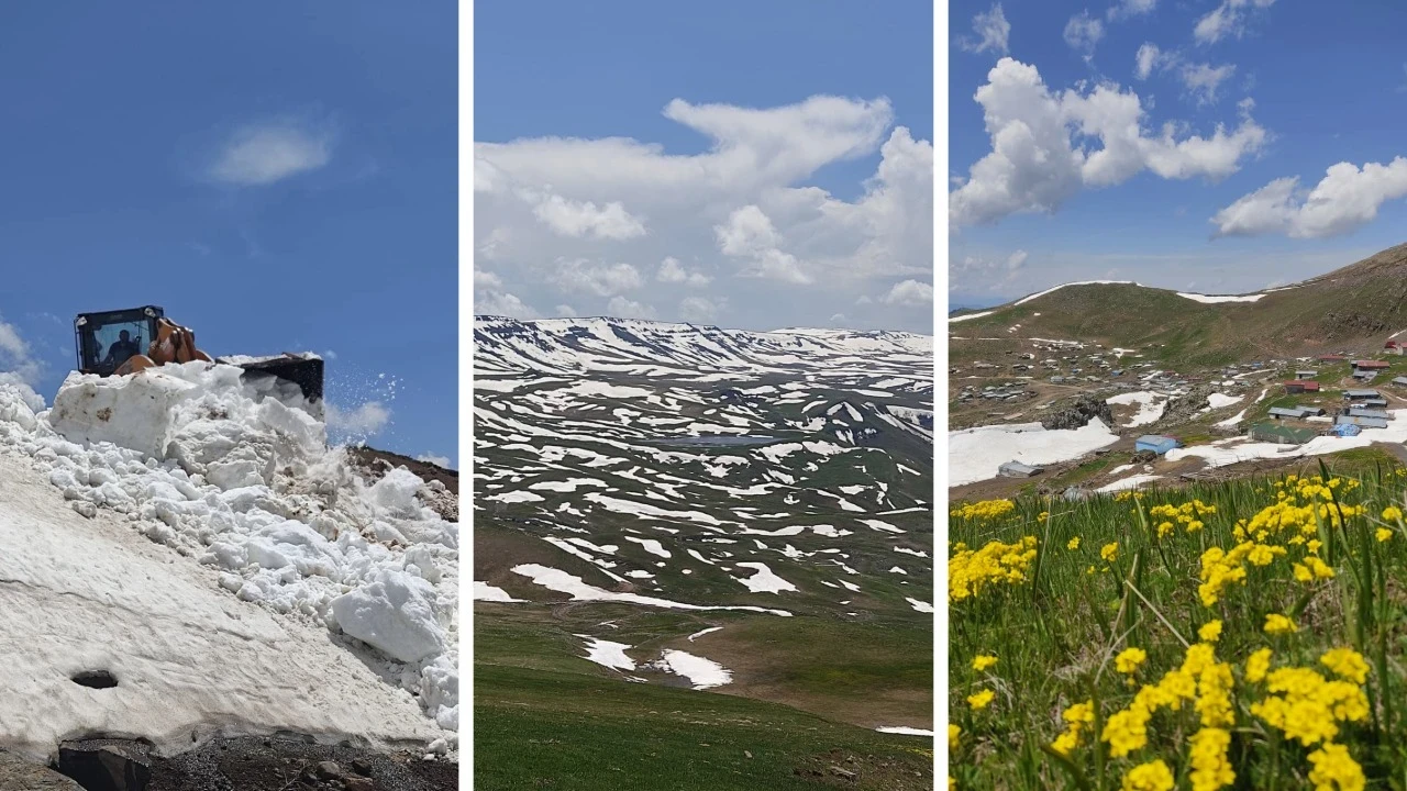 Yaz geldi ama karlar erimedi: Yayla yollarında kar temizliği sürüyor