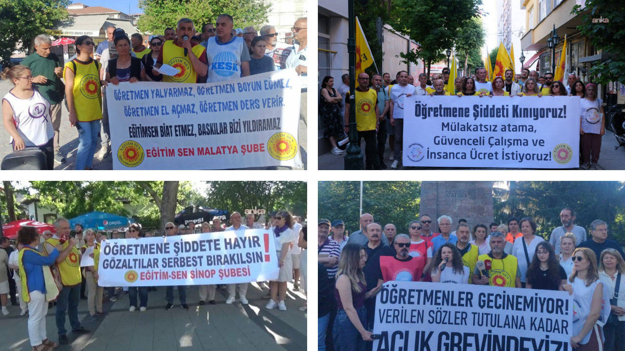 Ankara'da eylem yapan öğretmenlere destek: "Hak arayan öğretmenler yalnız değildir"