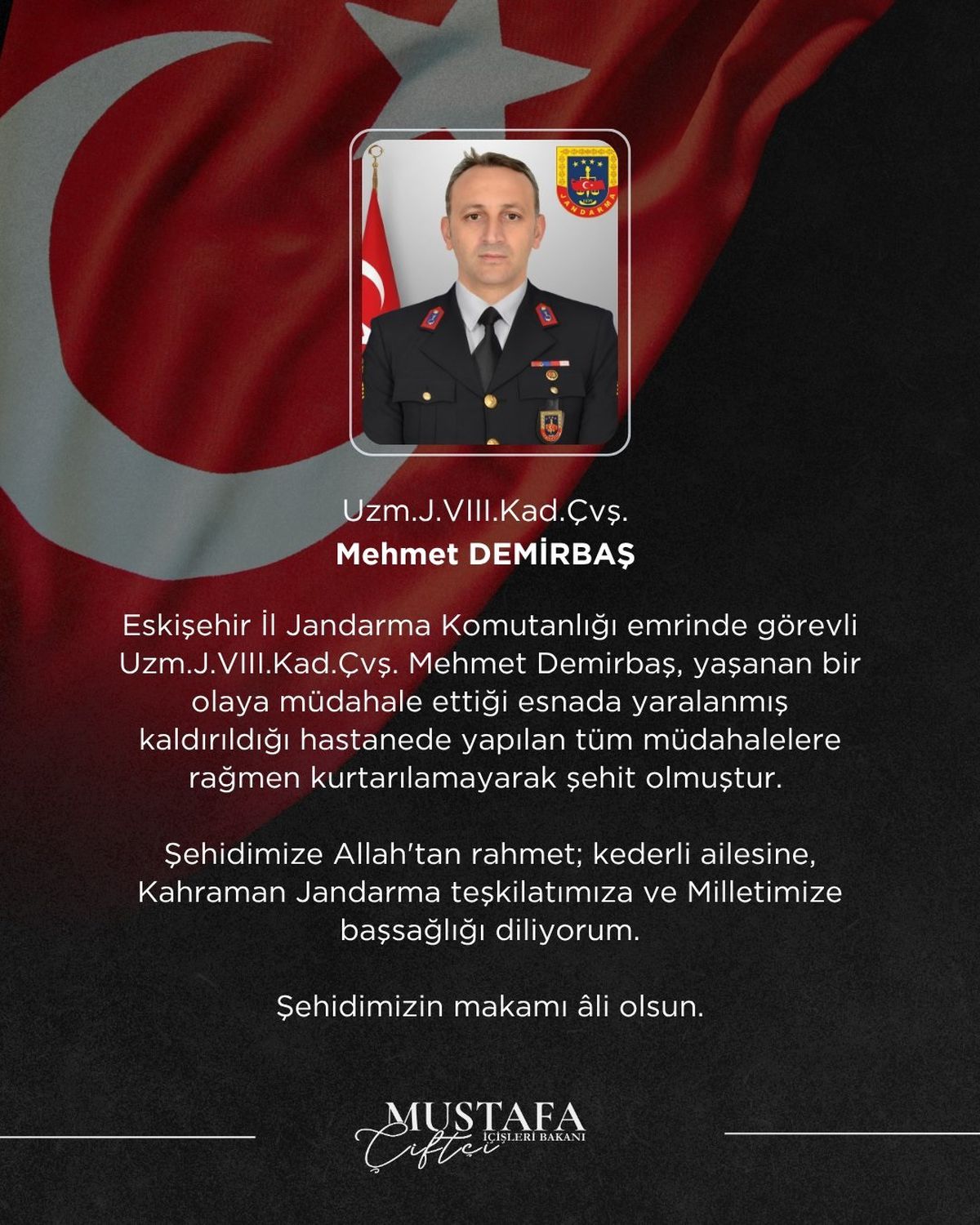 Eskişehir'de uzman çavuş, olaya müdahale sırasında şehit oldu