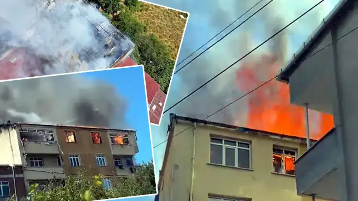 Avcılar'da korku dolu dakikalar! 5 katlı binanın çatısını onarıyorlardı, çıkan yangın 2 daireye sıçradı