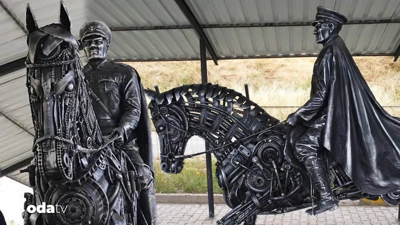 Gazi Koşusu'na özel hazırlandı... Bir tonluk Atatürk heykeli Veliefendi yolunda