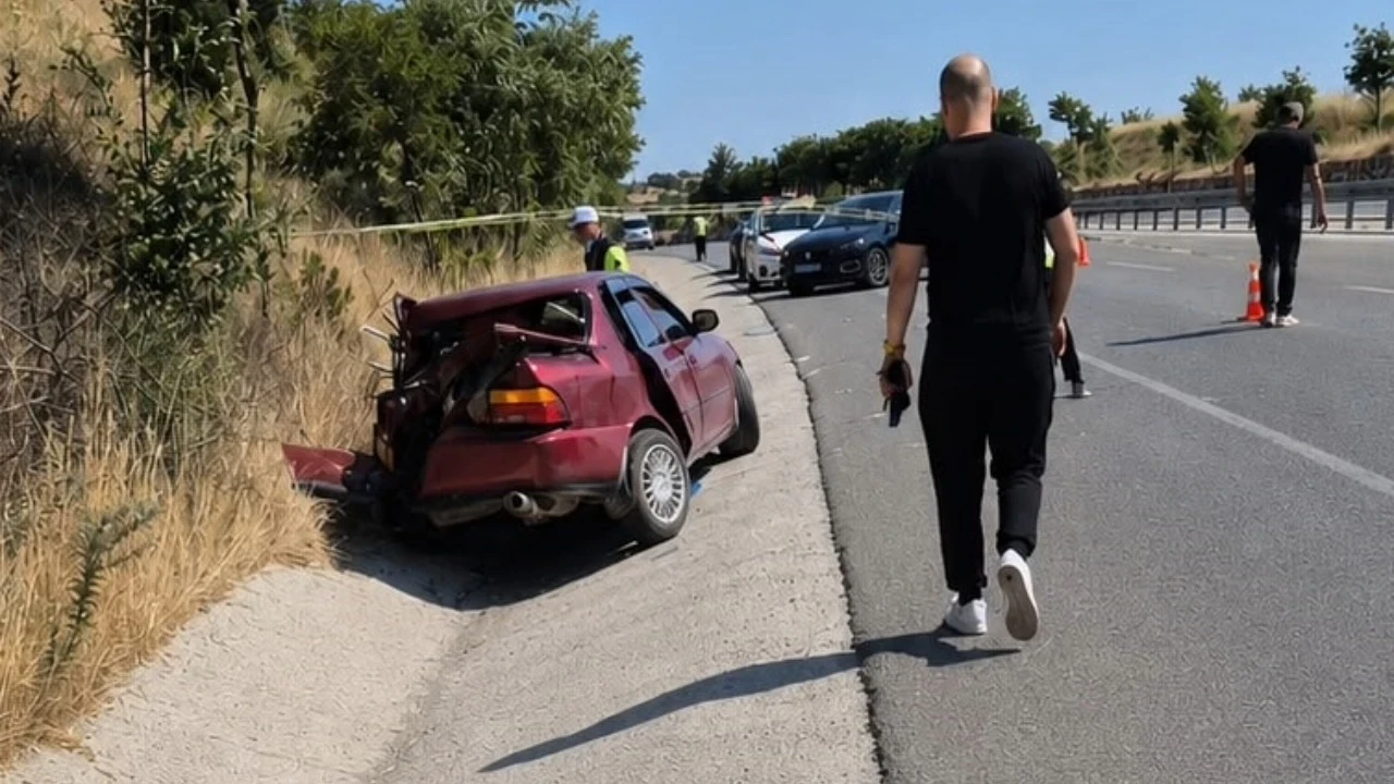 Araba ikiye bölündü: 1 ölü, 2 yaralı