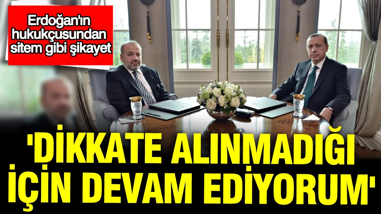 Erdoğan'ın hukukçusundan sitem gibi şikayet: 'Dikkate alınmadığı için devam ediyorum'