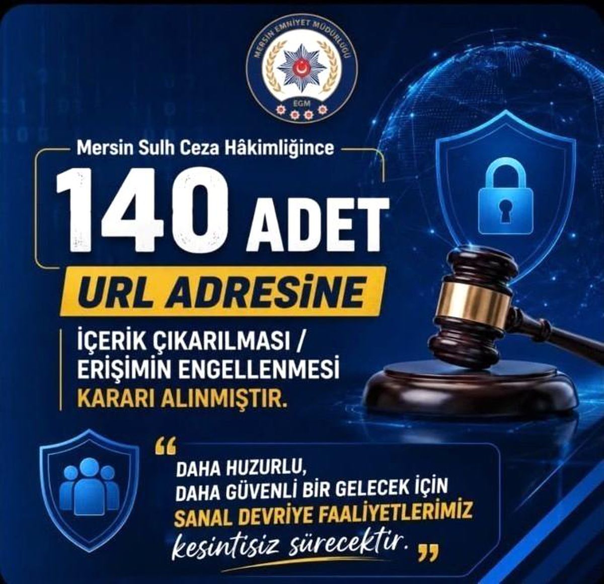 Mersin'de müstehcen içerik paylaşan 140 hesaba işlem yapıldı
