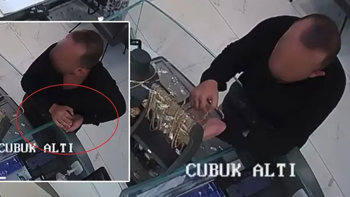 Kuyumcuda el çabukluğuyla 80 bin liralık altın kolyeyi böyle çaldı