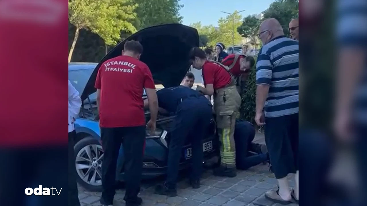 Motora giren kedi böyle kurtarıldı