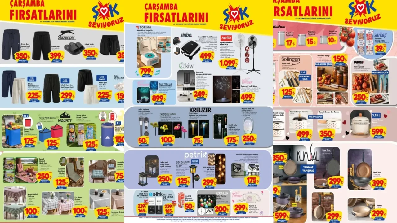 ŞOK 22 Temmuz 2026 aktüel ürünler kataloğu! Retro pikap hoparlör, el vantilatörü, emaye bakraç ve ledli ağaç geliyor