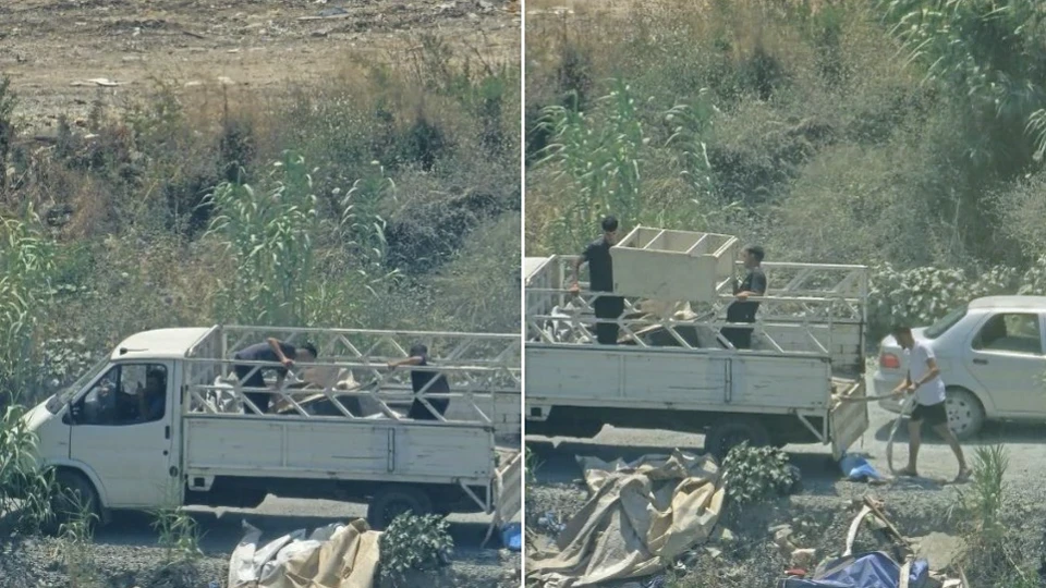 Dereye kamyon dolusu atık malzeme döktüler, o anlar kamerada