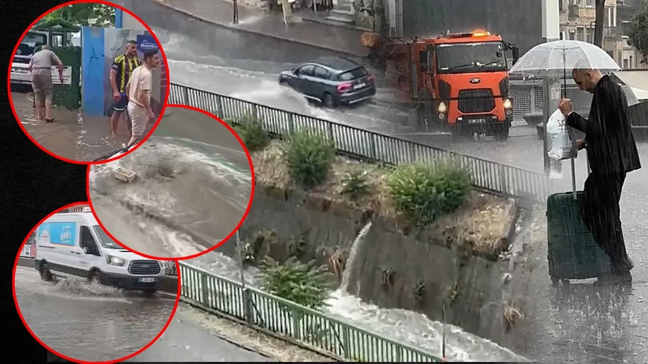 İstanbul'da Sağanak Hayatı Felç Etti! Caddeler Göle Döndü