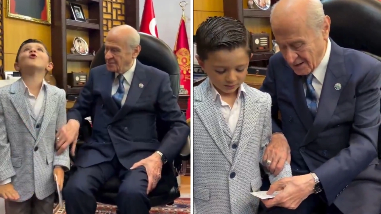 Bahçeli şiir okuyup uluyan çocuğa müdahale etti