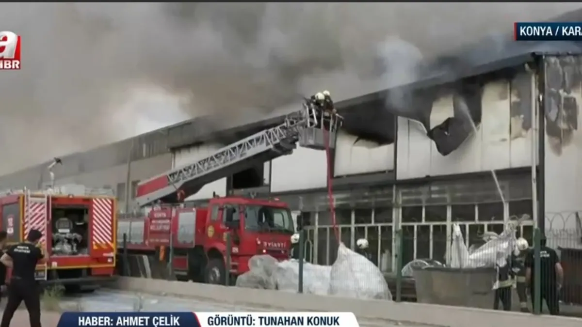 Konya'da alevlerle zamanla yarış! Mobilya fabrikasında korkutan yangın