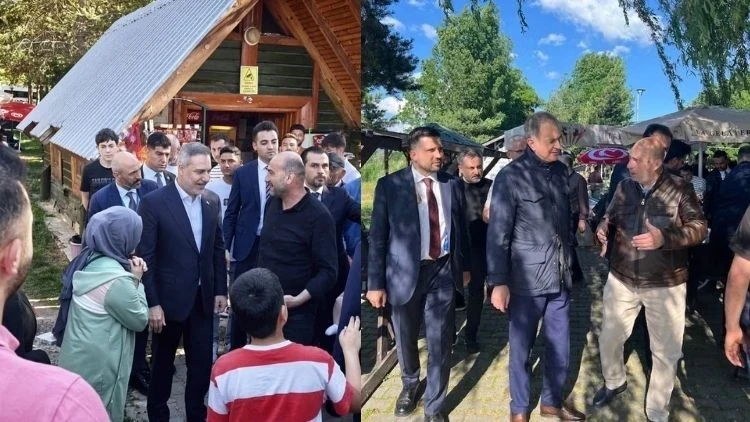 Dışişleri Bakanı Fidan ve AK Parti Sözcüsü Çelik, göl kenarında vatandaşlarla buluştu