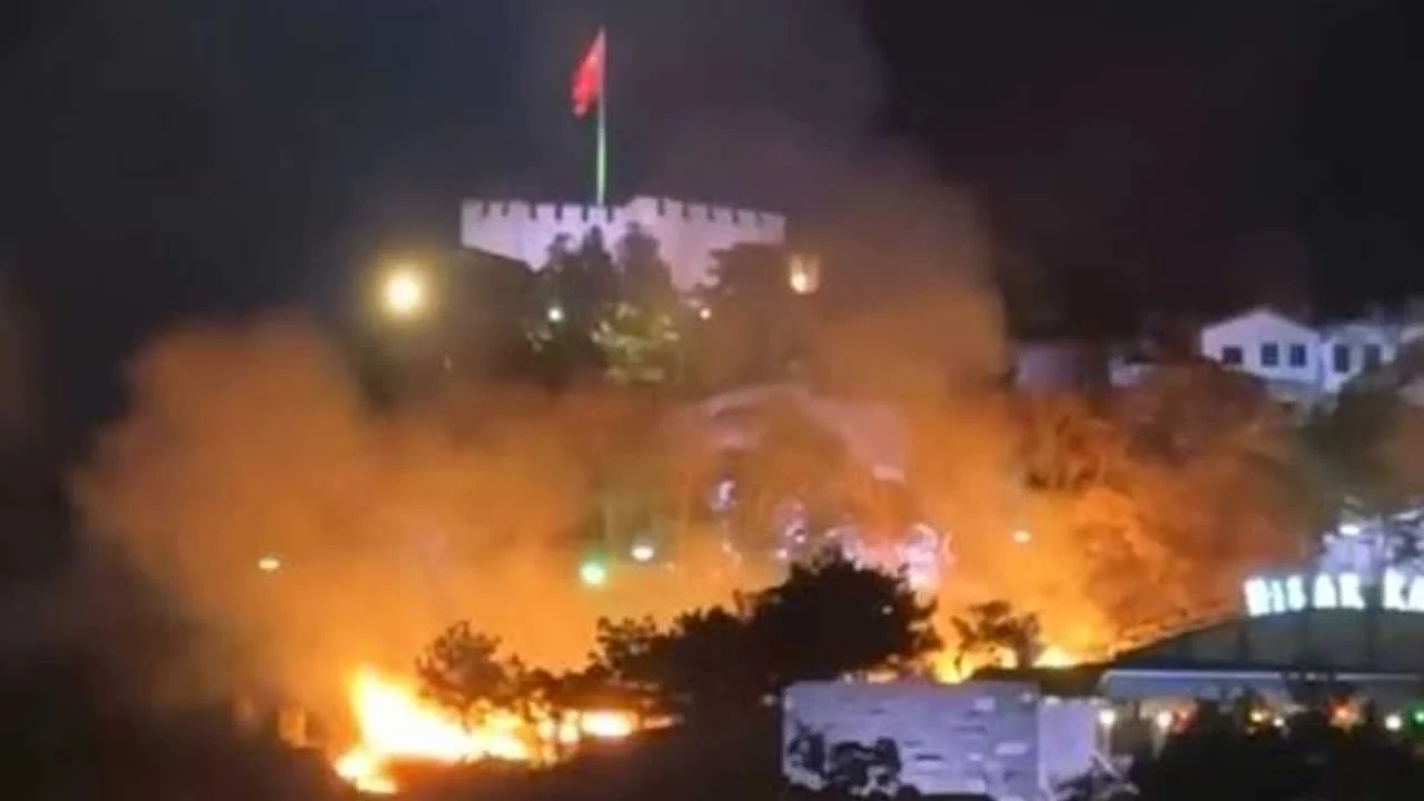 Ankara Kalesi çevresinde ot yangını