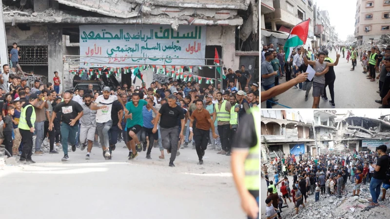 Gazze'de yıkıntılar arasında maraton düzenlendi
